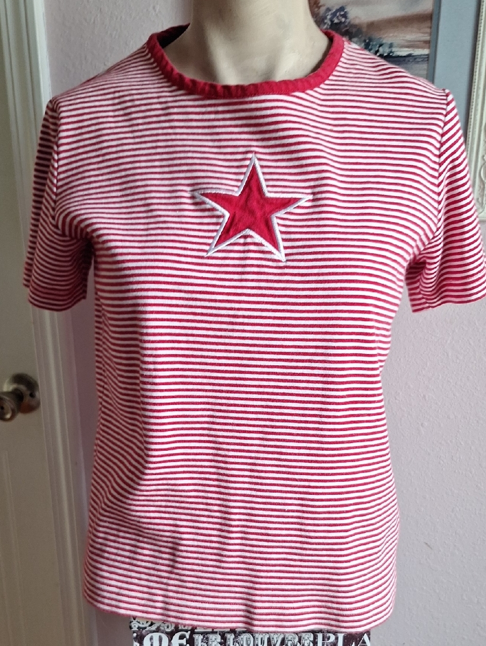 Onque Casuals Red and White Striped Tee